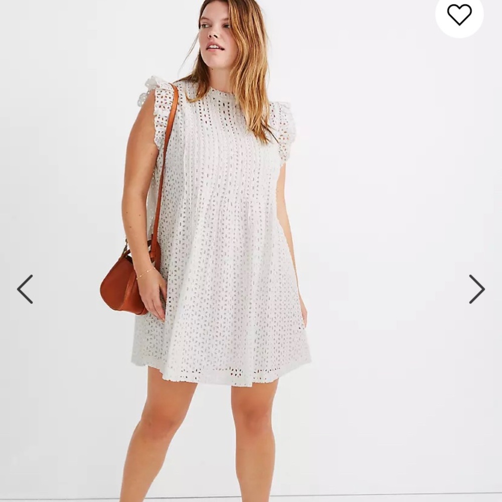 Madewell Eyelet Ruffle Sleeve Pintuck mini dress